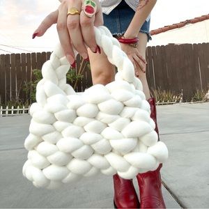 White mini crochet bag